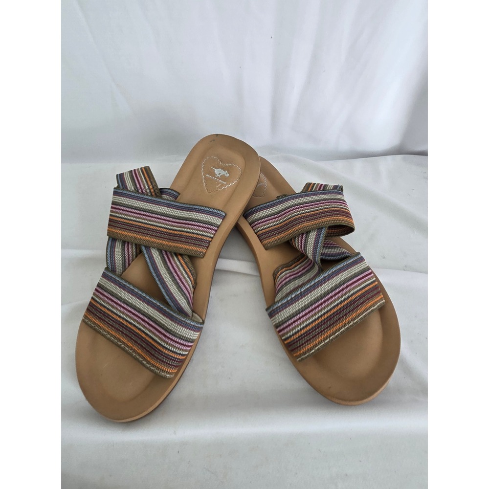 Rocket Dog Womens Multi Color Striped Elastric Slide Sandals Size 7